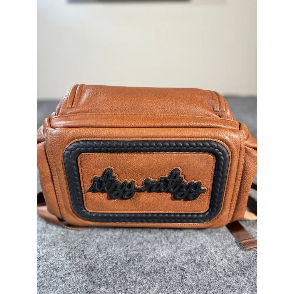 Itzy Ritzy Boss Plus Backpack Diaper Bag - Cognac Vegan leather Finish